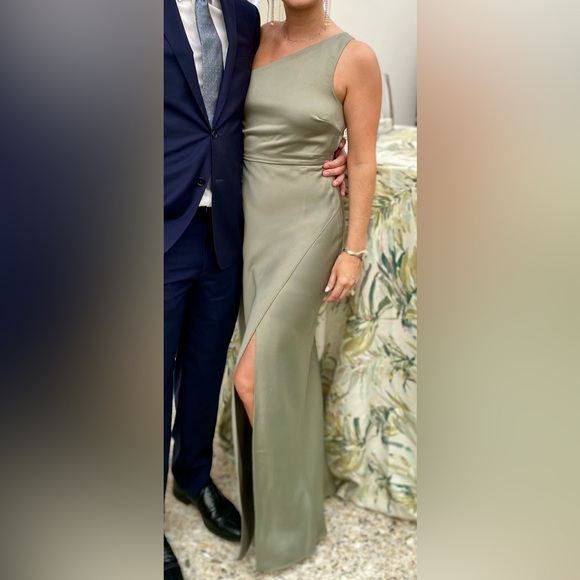 BHLDN Dylan One-Shoulder Satin Side Slit Gown - Picture 4 of 8